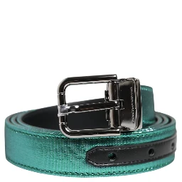 Green Black Polyester Metal Buckle Belt