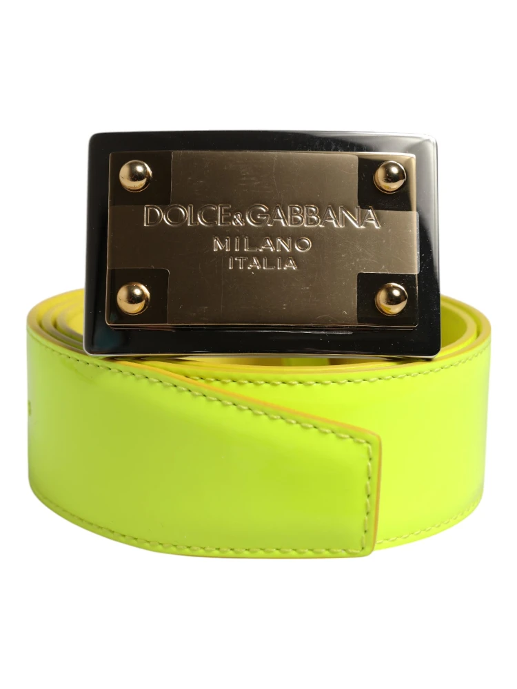 Yellow Green Classic Metal Logo Buckle Belt alternative
