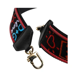 Black Cotton Printed Women Bag Accessory Shoulder Strap