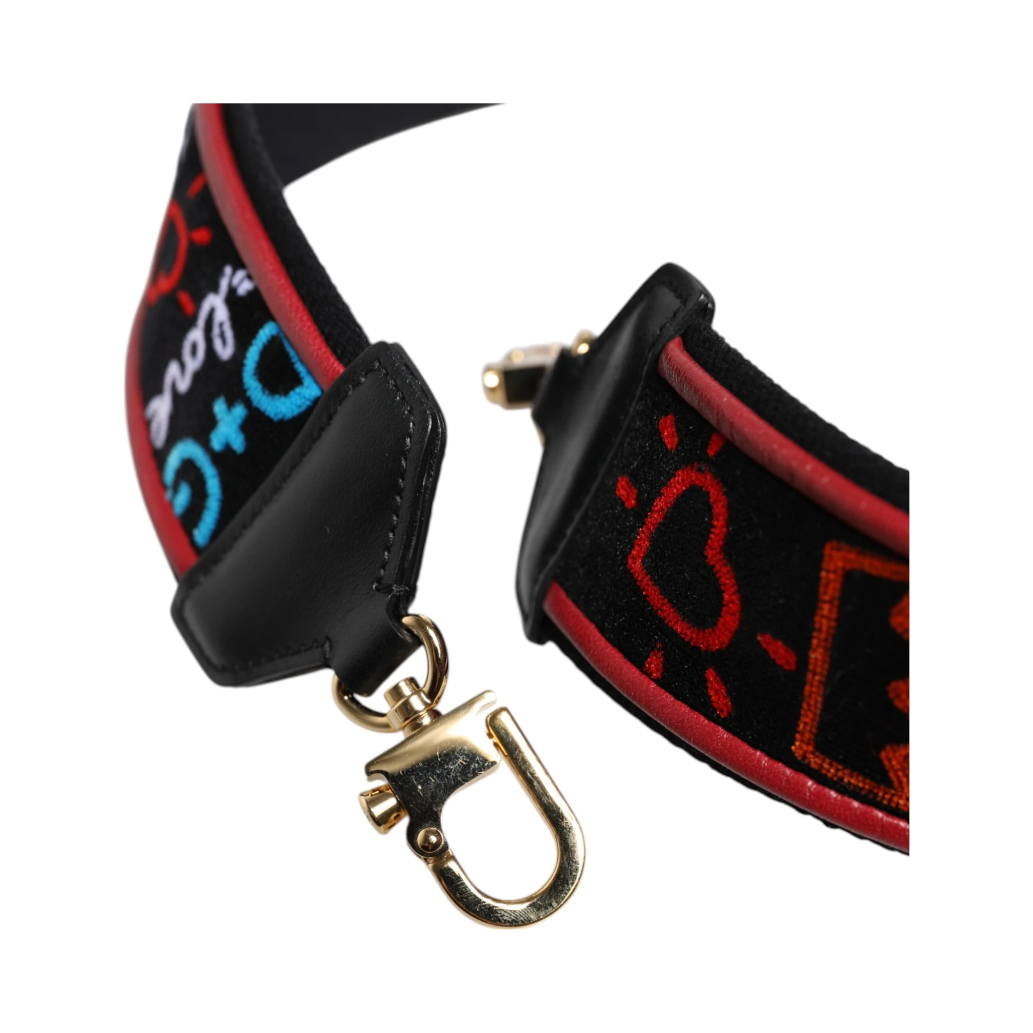 Black Cotton Printed Women Bag Accessory Shoulder Strap