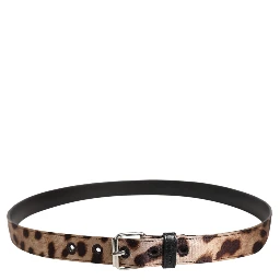 Brown Leopard Silver Metal Buckle Belt