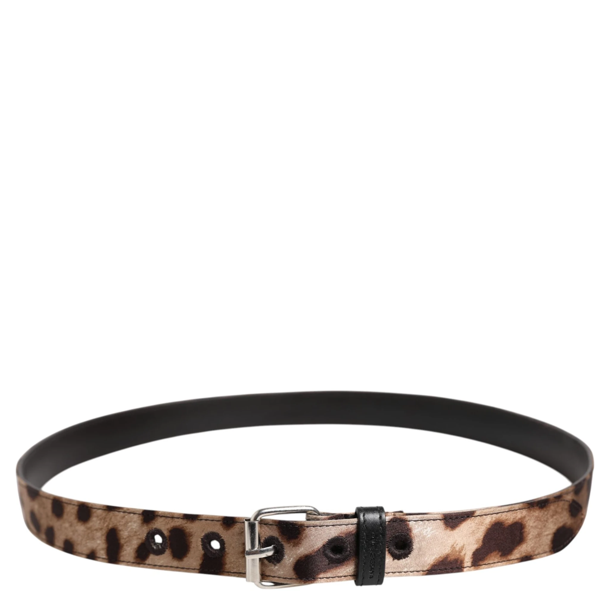 Brown Leopard Silver Metal Buckle Belt