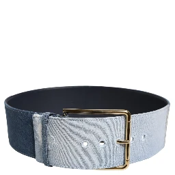 Two Tone Blue Denim Gold Metal Buckle Belt