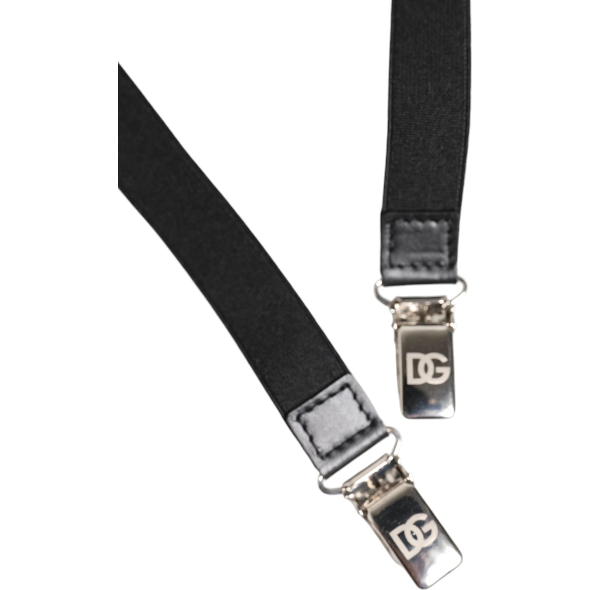 Black Leather Logo Wide Waist Belt Suspender
