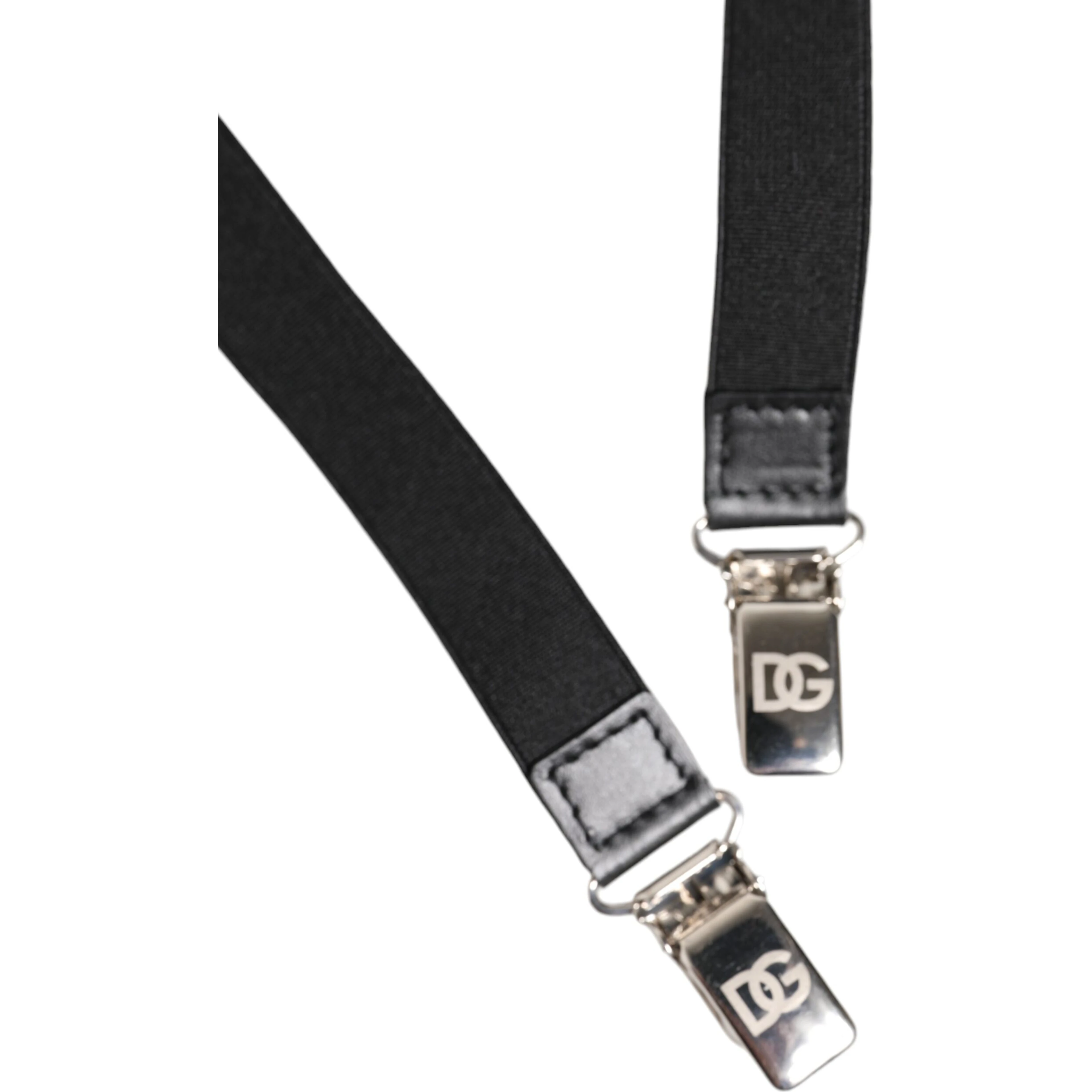 Black Leather Logo Wide Waist Belt Suspender