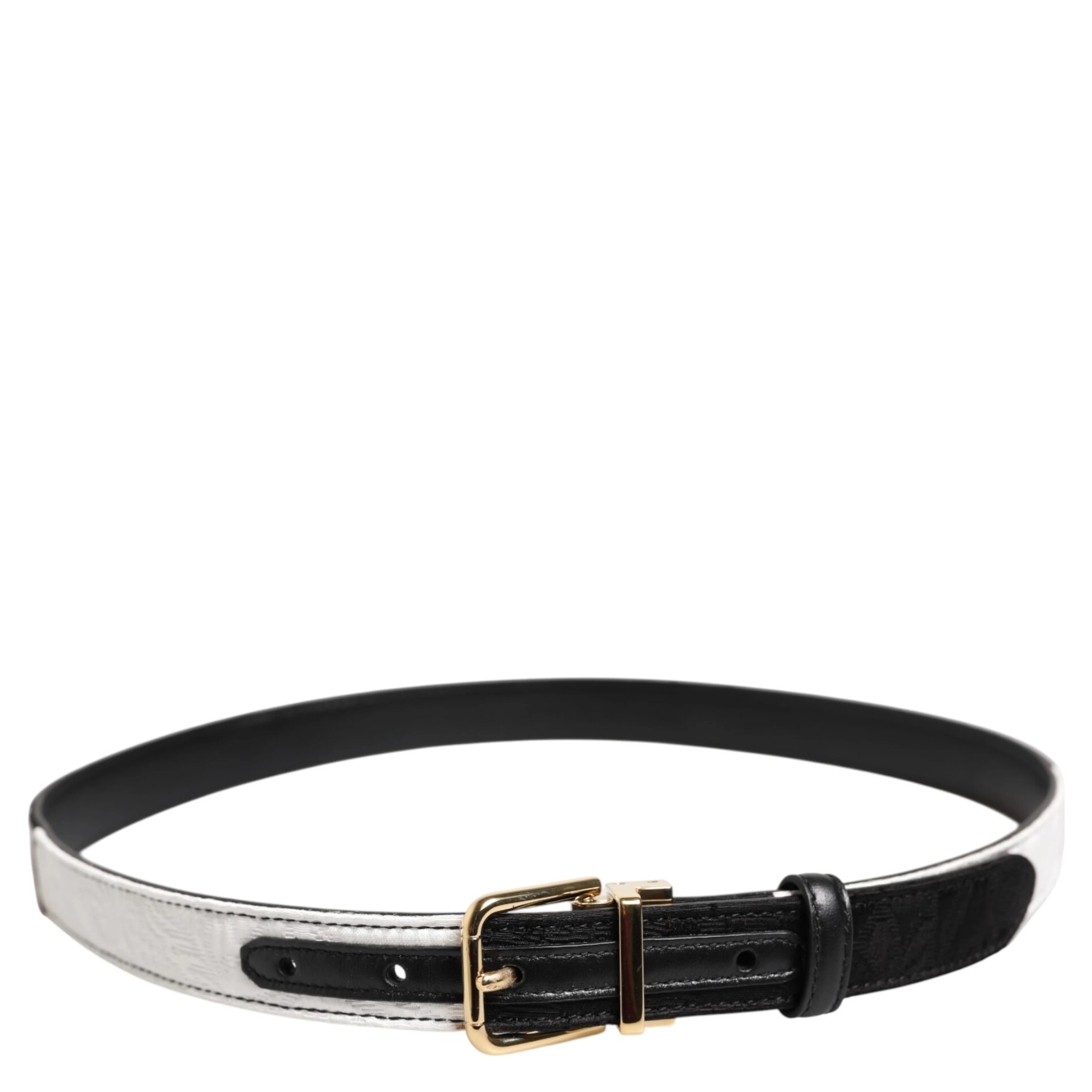Black White Patchwork Gold Metal Buckle Belt