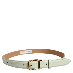 Light Green Leather Gold Metal Buckle Belt