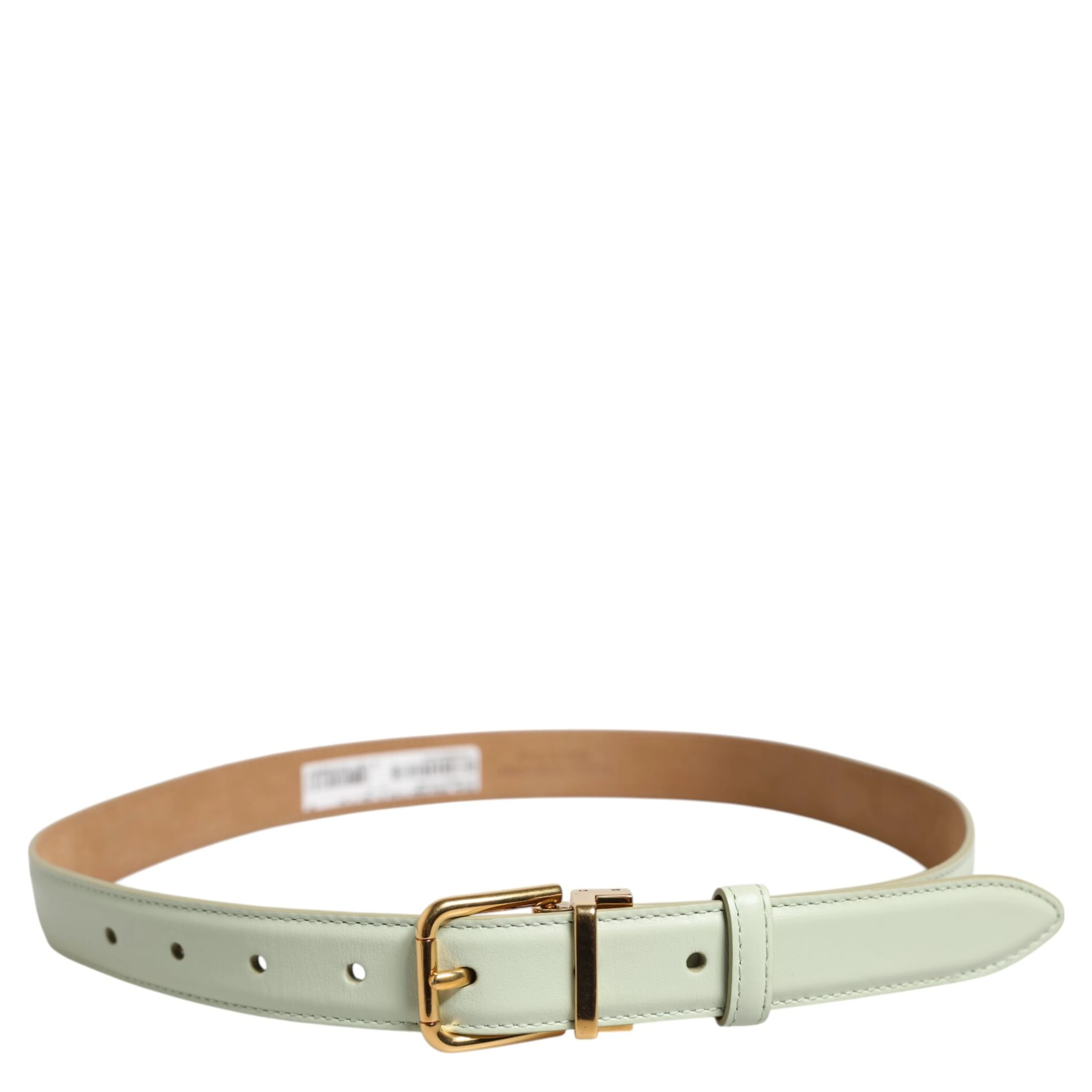 Light Green Leather Gold Metal Buckle Belt