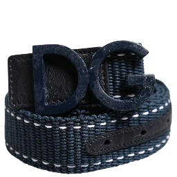 Blue White Cotton DG Logo Metal Buckle Belt