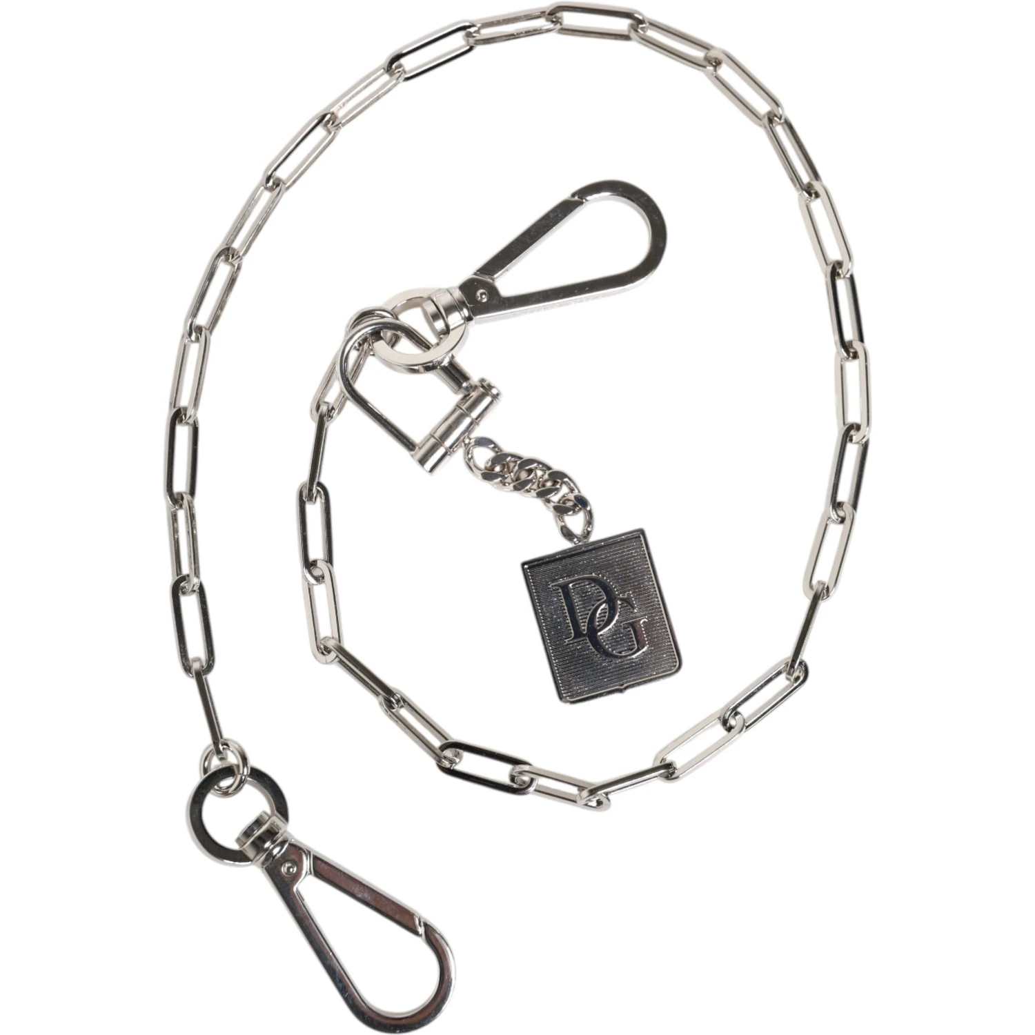 Silver Tone Metal Chain DG Charm Belt Keychain