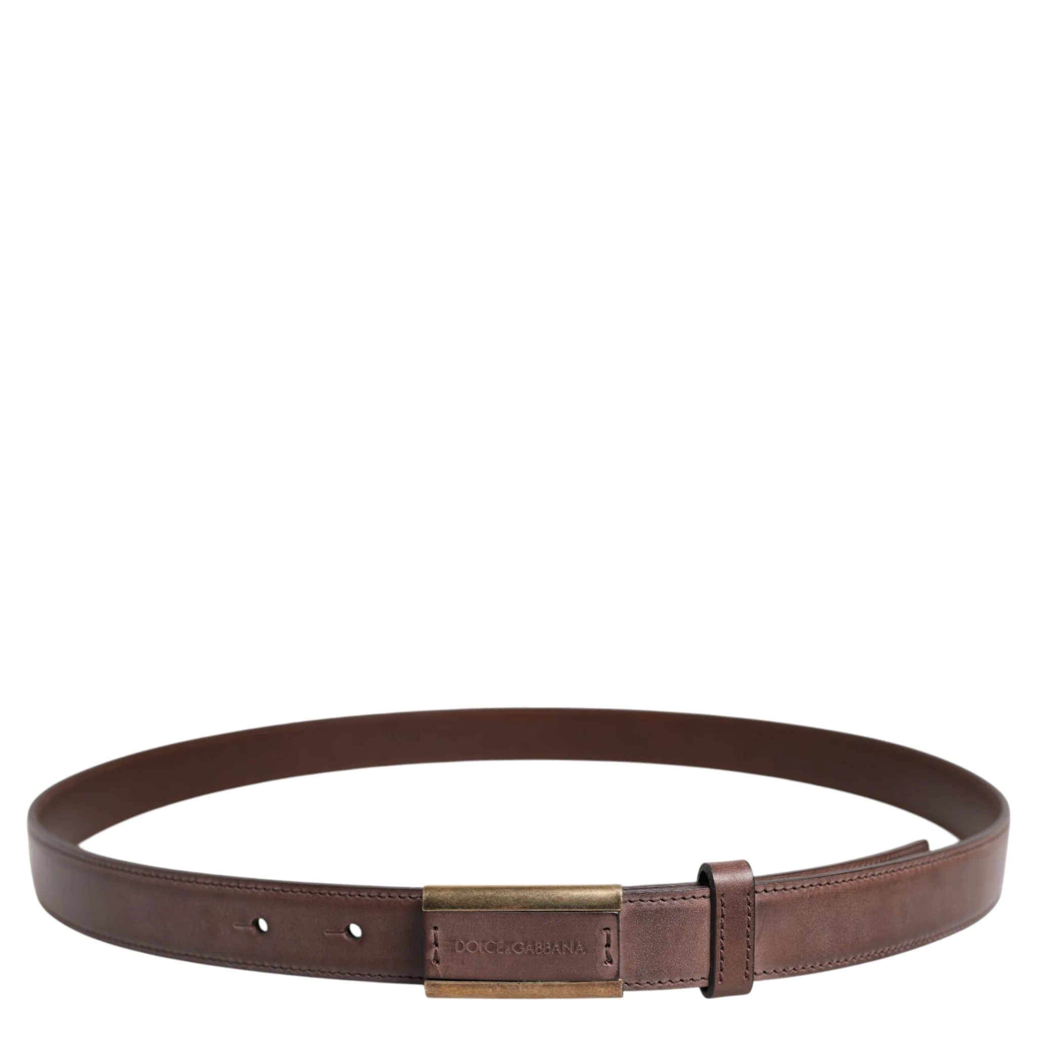 Brown Calf Leather Antique Buckle Belt