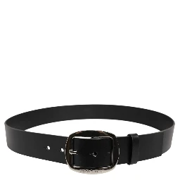 Black Leather Classic Metal Buckle Belt