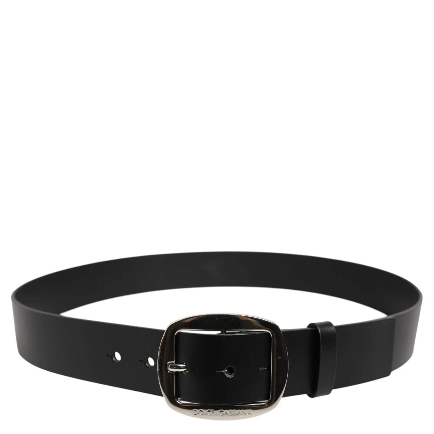 Black Leather Classic Metal Buckle Belt