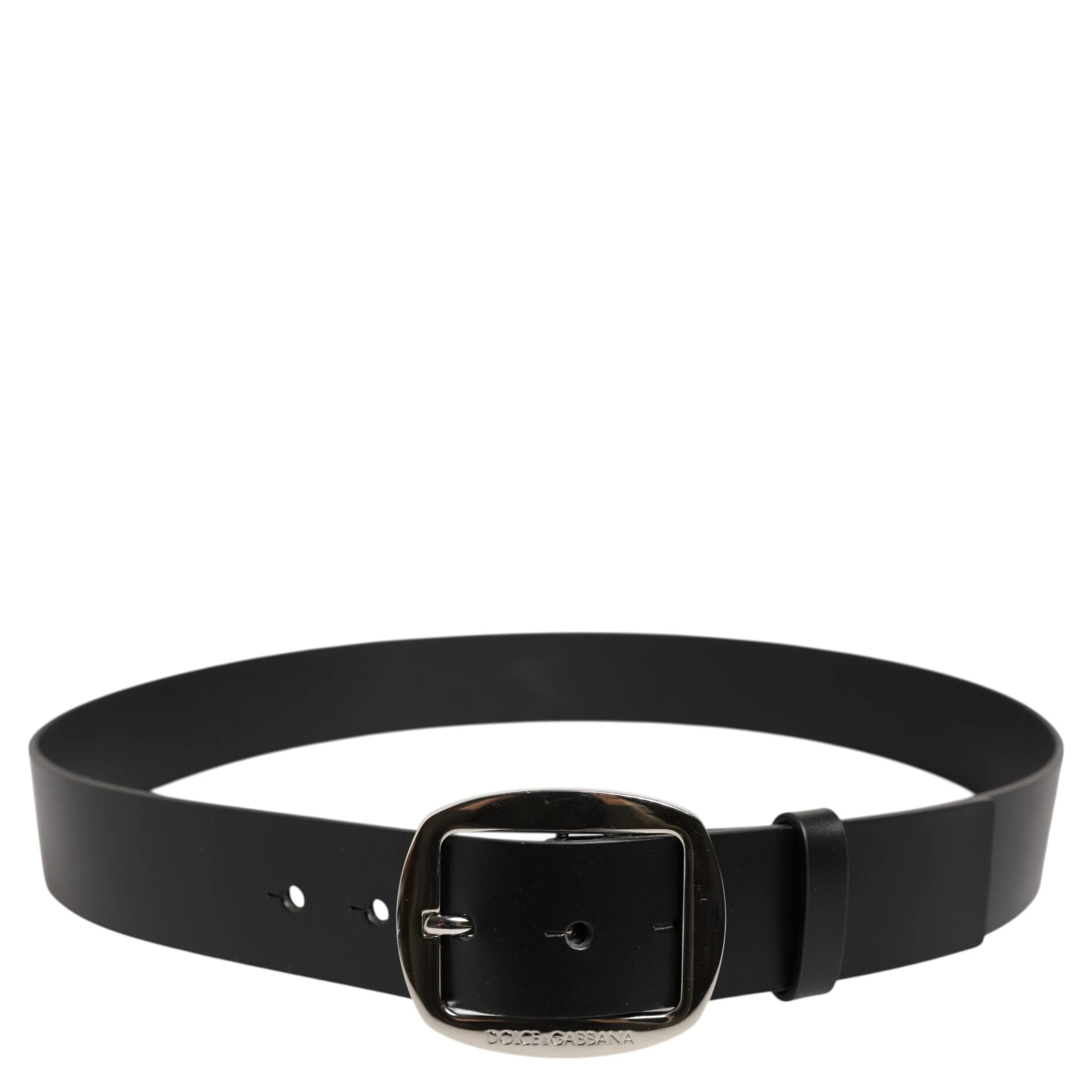 Black Leather Classic Metal Buckle Belt
