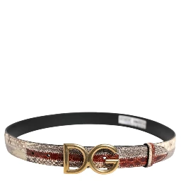 Multicolor Exotic Leather DG Logo Buckle Belt