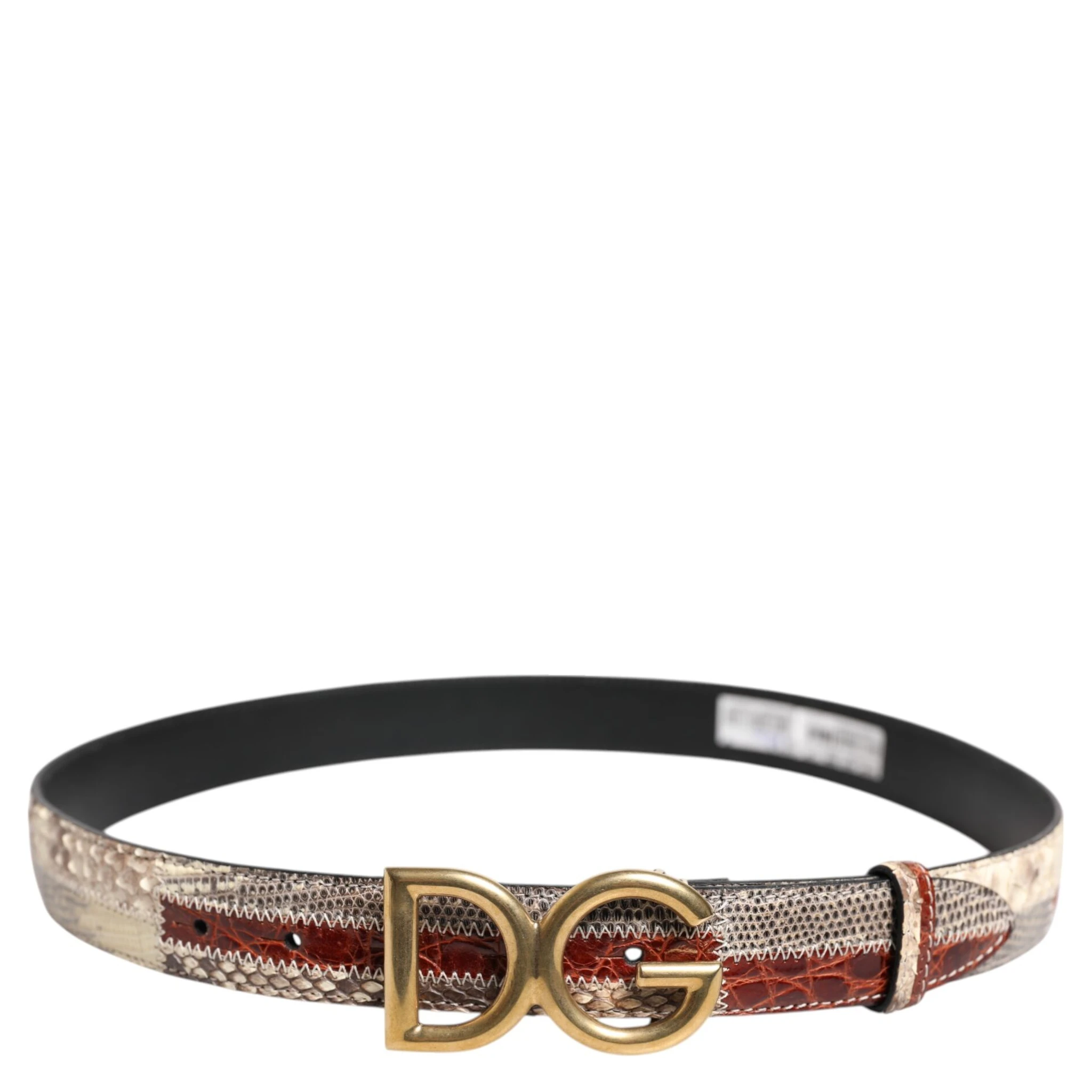 Multicolor Exotic Leather DG Logo Buckle Belt