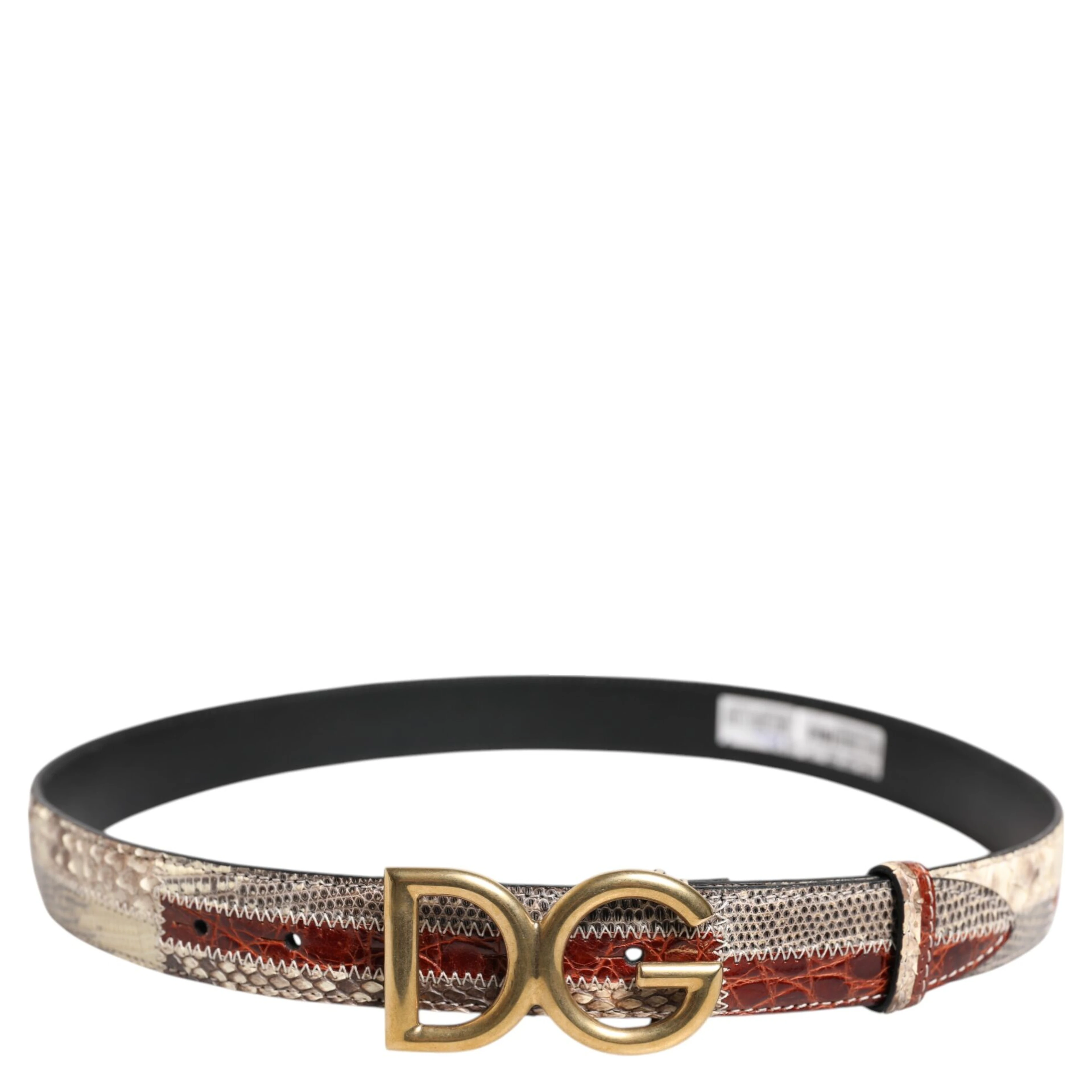 Multicolor Exotic Leather DG Logo Buckle Belt