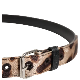 Brown Leopard Silver Metal Buckle Belt