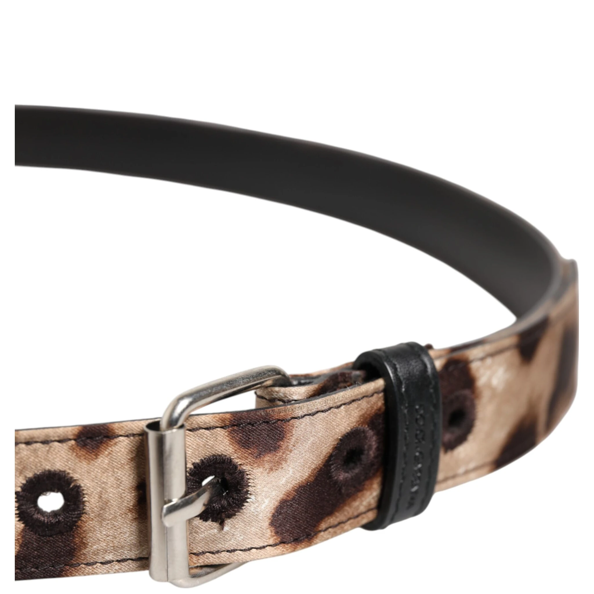 Brown Leopard Silver Metal Buckle Belt
