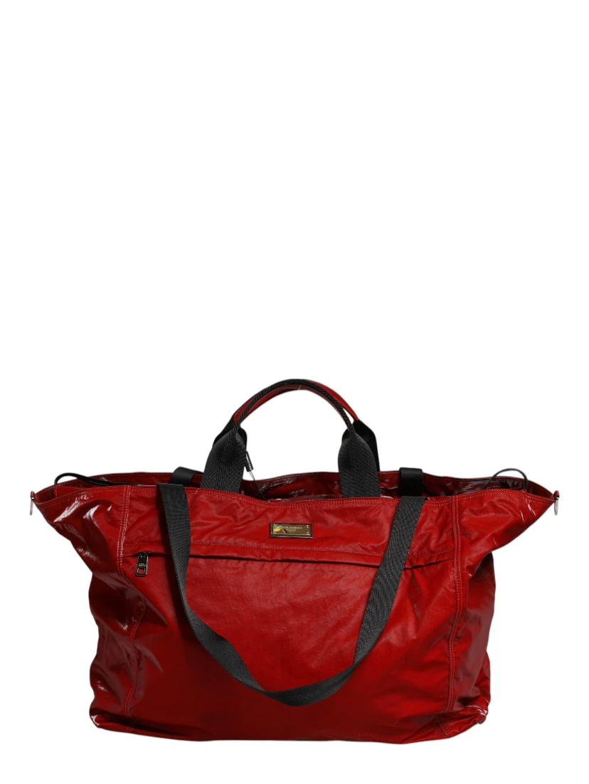 Red Nylon Hand Shoulder Duffel Travel Bag