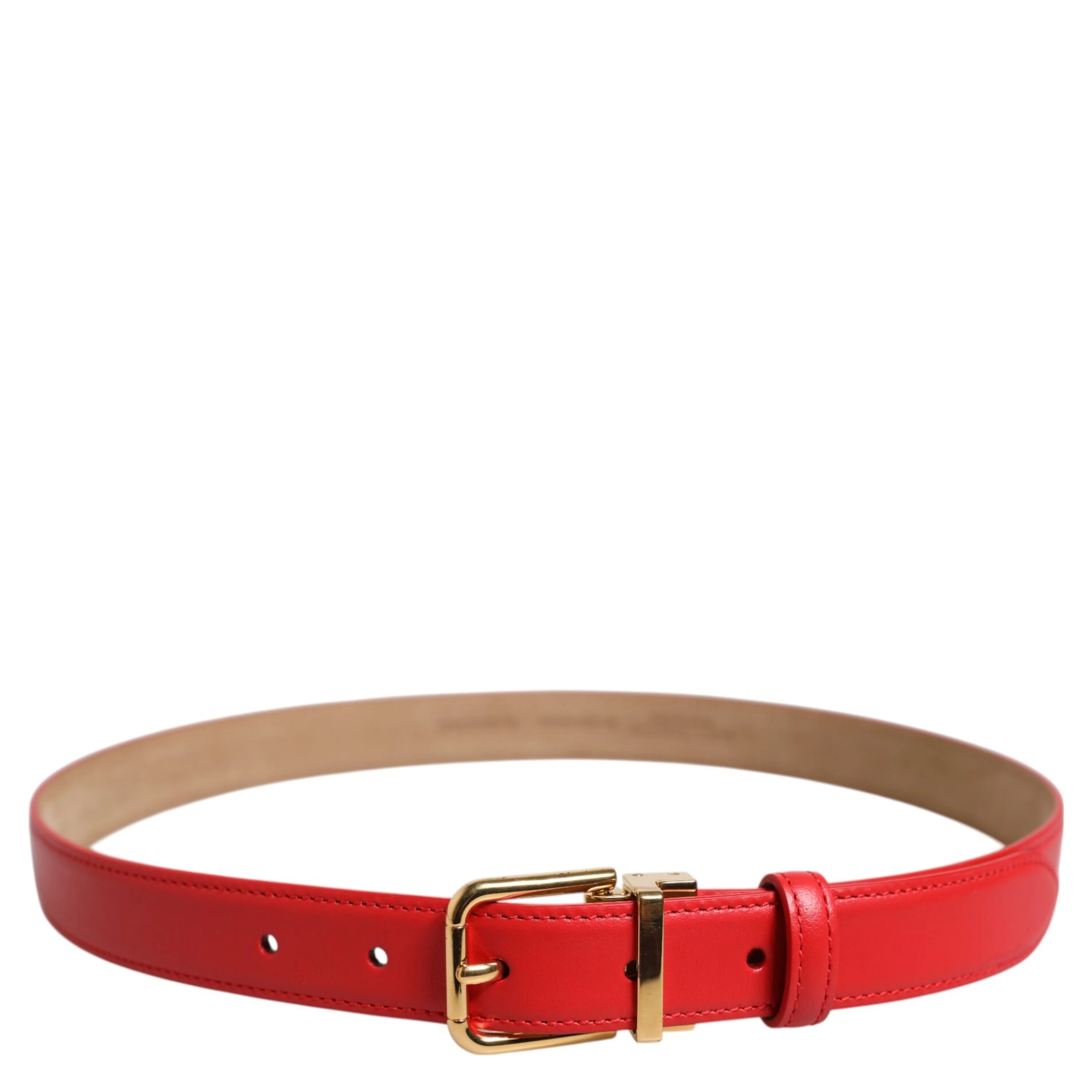 Red Leather Gold Metal Buckle Cintura Belt