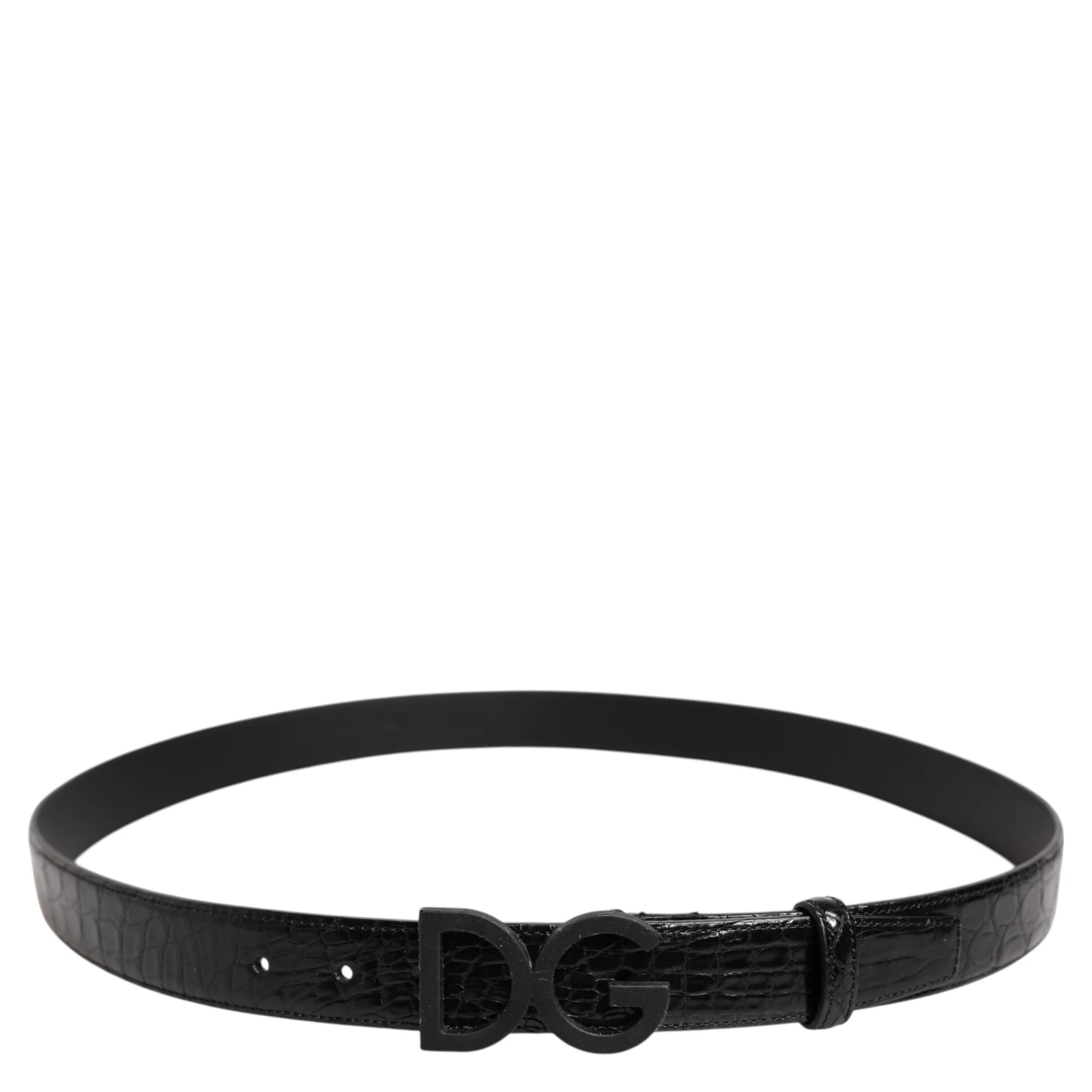 Black Leather Classic Metal DG Buckle Belt
