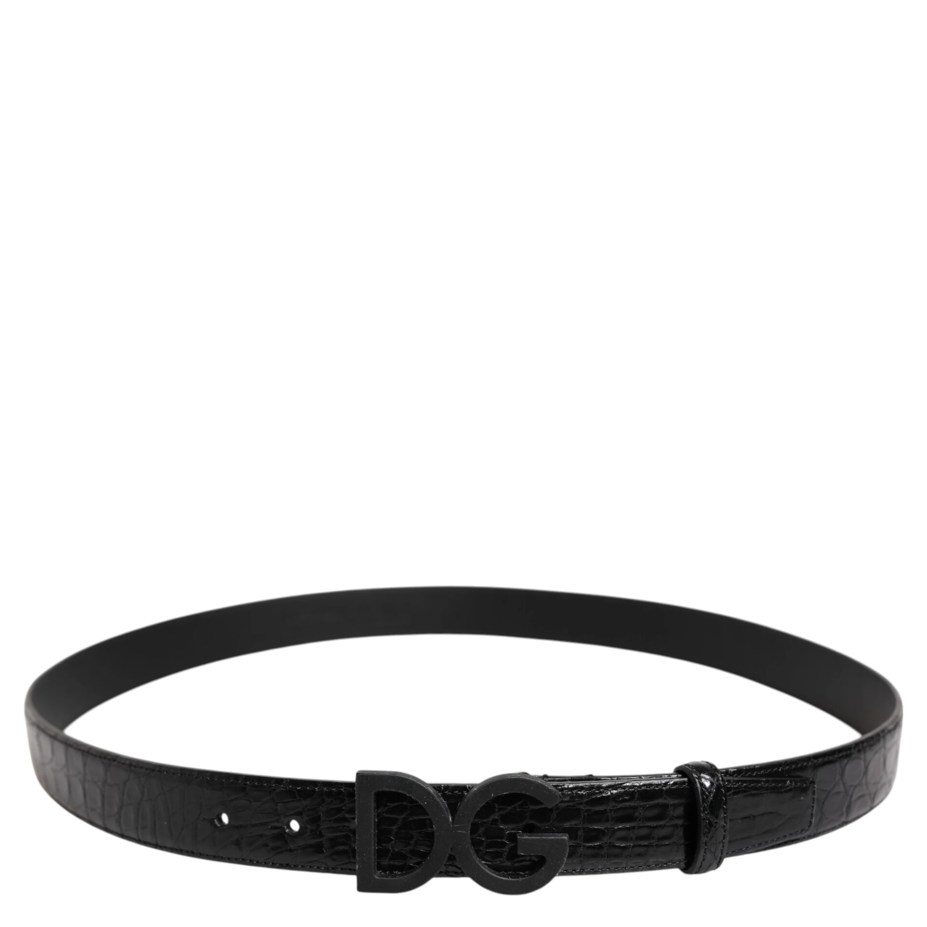 Black Leather Classic Metal DG Buckle Belt