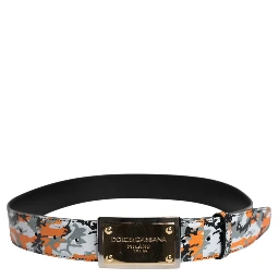 Multicolor Camouflage Metal Logo Buckle Belt