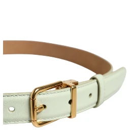 Light Green Leather Gold Metal Buckle Belt
