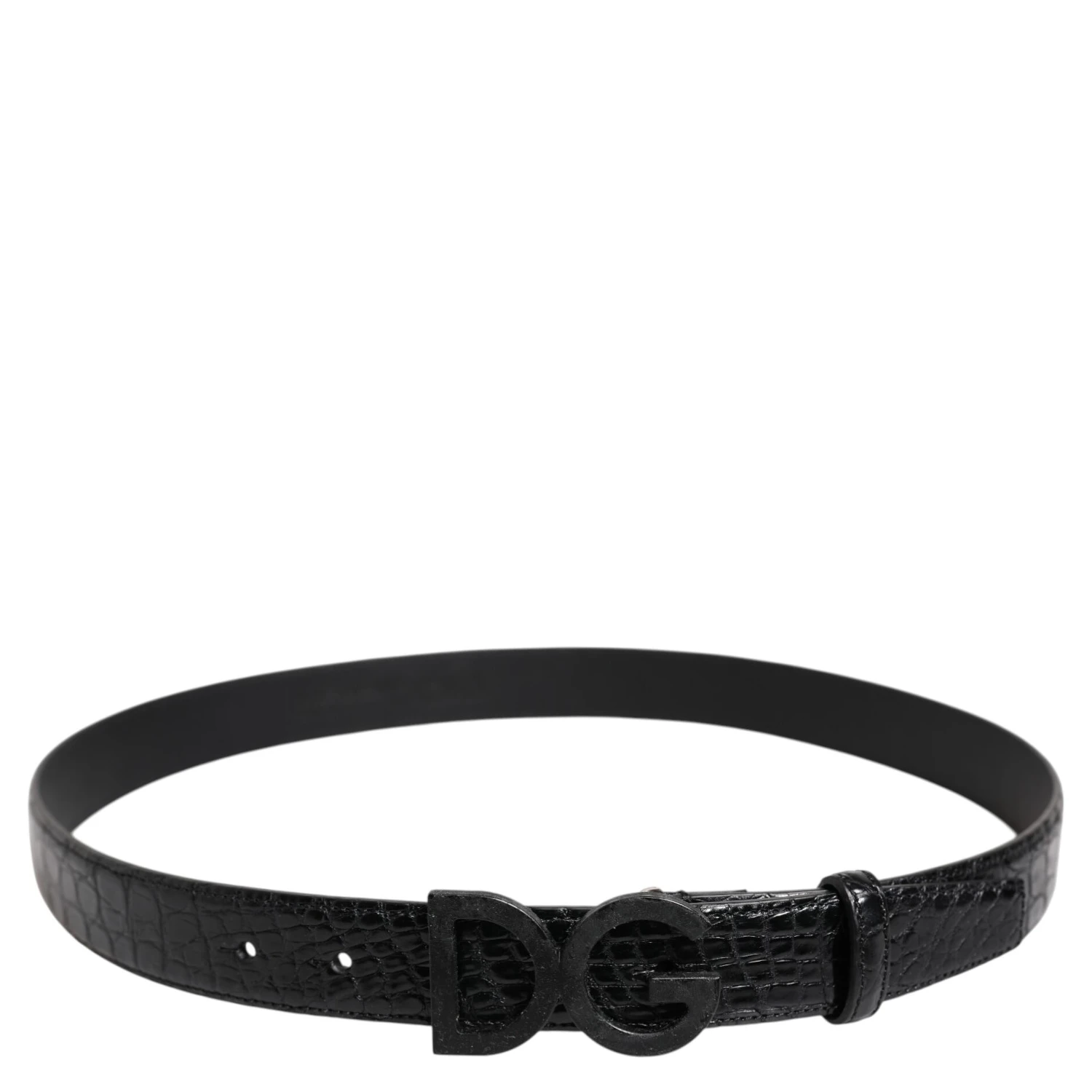 Black Leather Classic Metal DG Buckle Belt