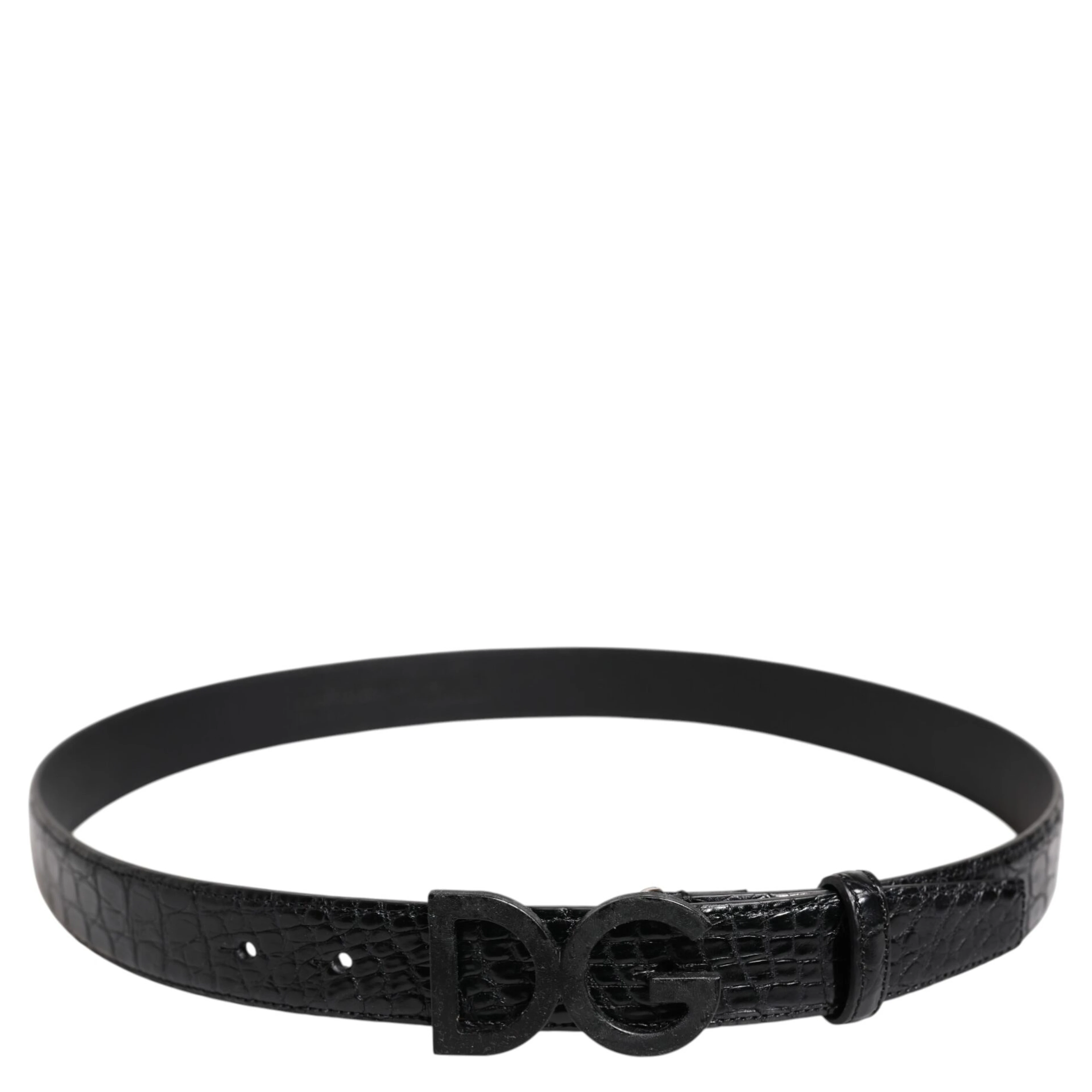 Black Leather Classic Metal DG Buckle Belt