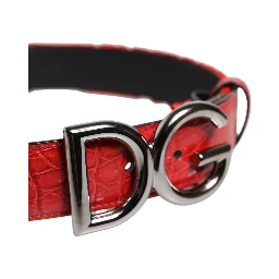 Red Viscose Silver DG Logo Metal Buckle Belt