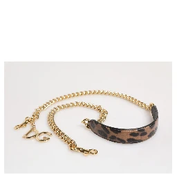 Brown Leopard Gold Brass Chain Accessory Shoulder Strap