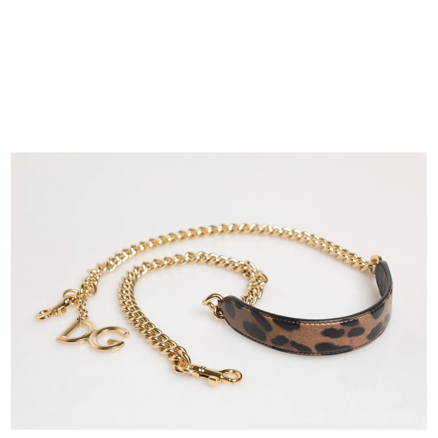 Brown Leopard Gold Brass Chain Accessory Shoulder Strap
