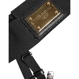 Black Leather Logo Wide Waist Belt Suspender