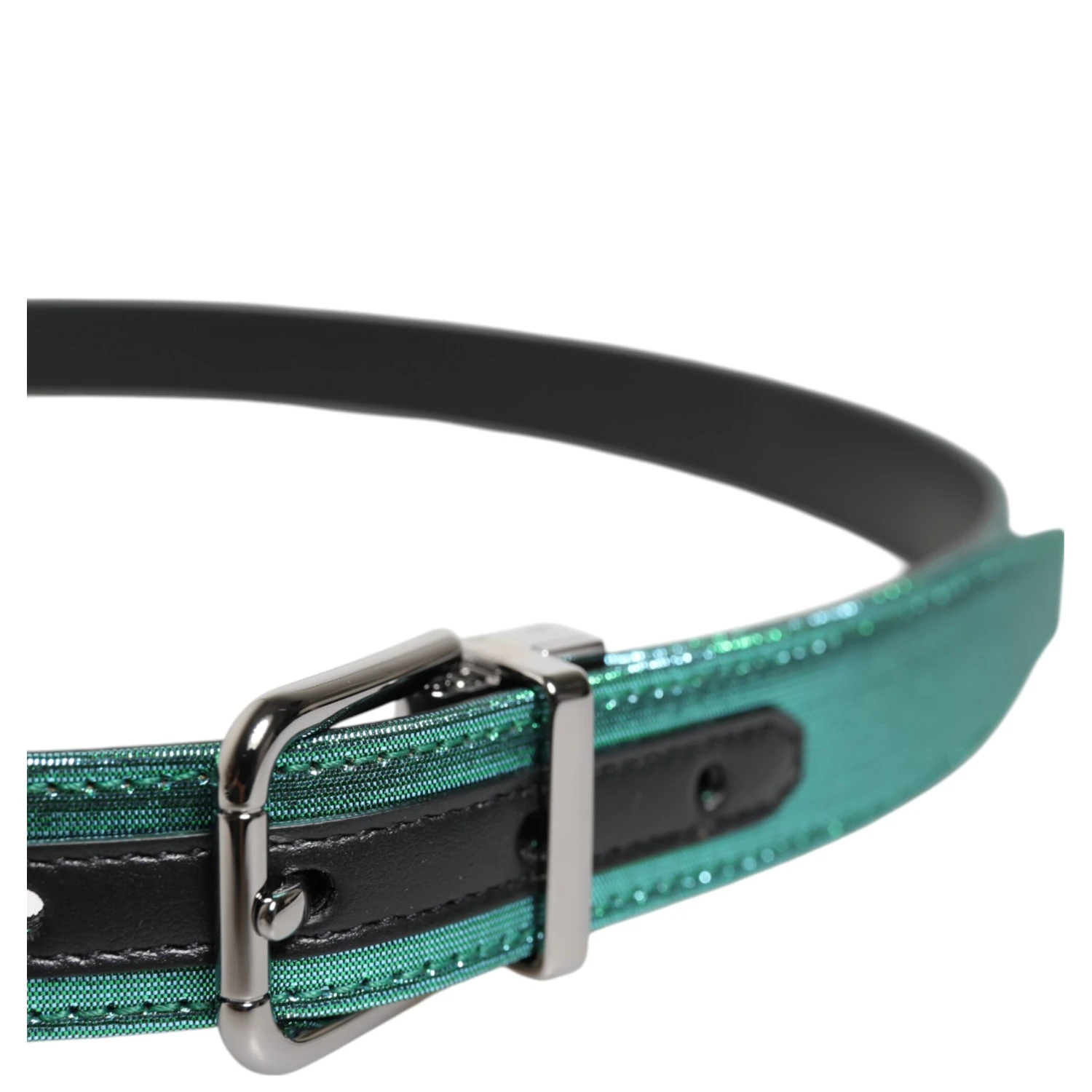 Green Black Polyester Metal Buckle Belt