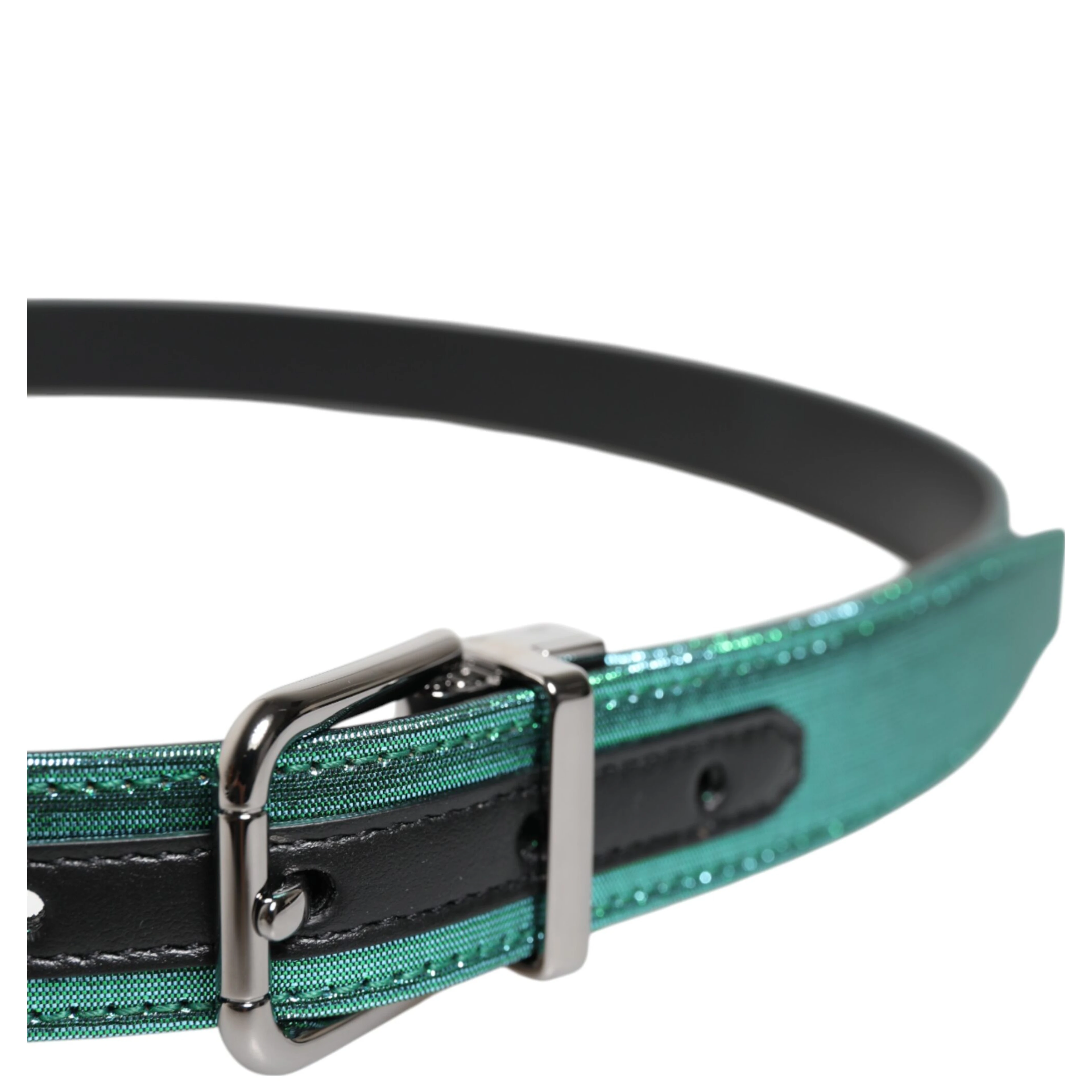 Green Black Polyester Metal Buckle Belt