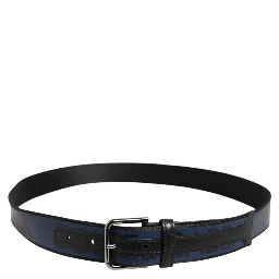 Blue Black Polyester Metal Buckle Belt