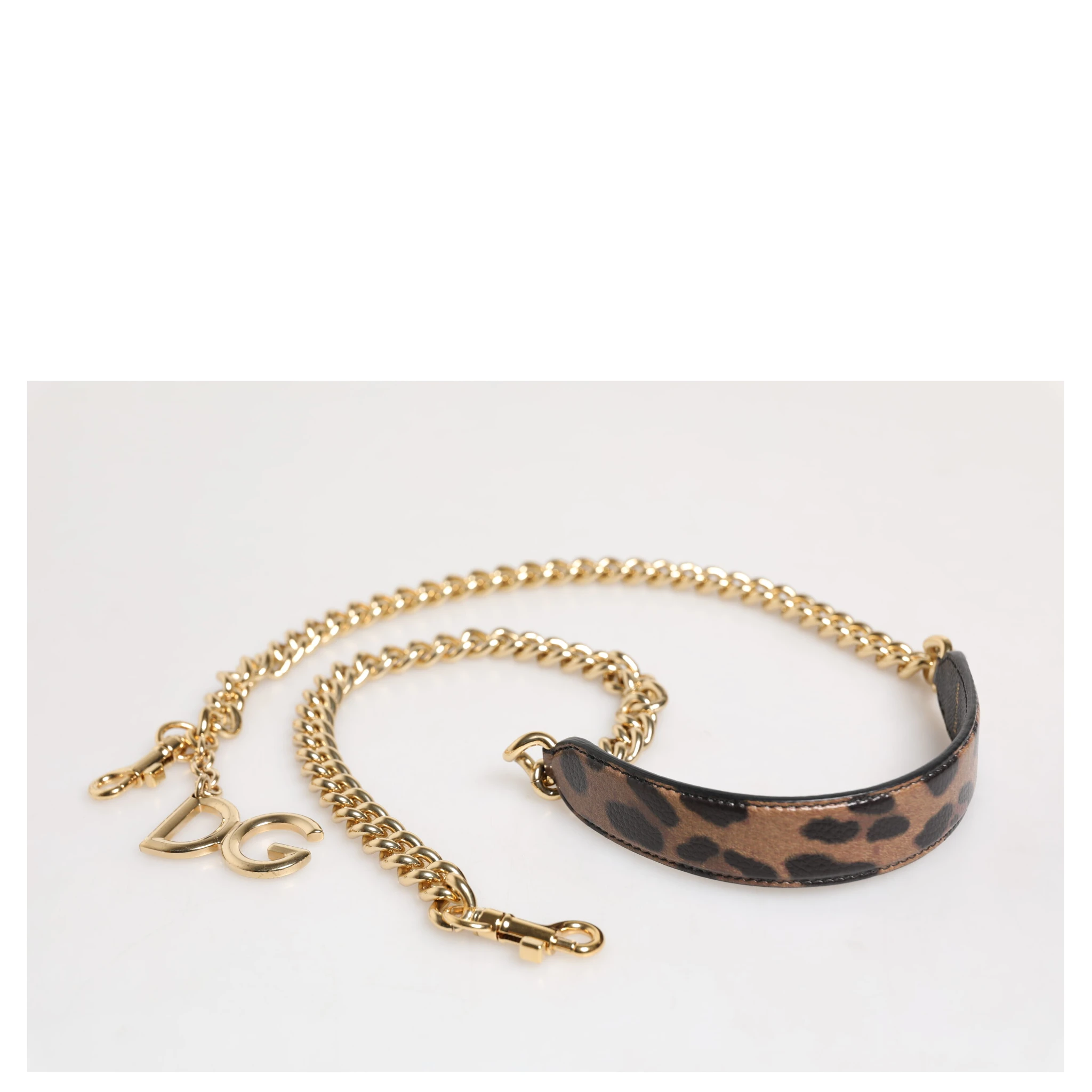 Brown Leopard Gold Brass Chain Accessory Shoulder Strap