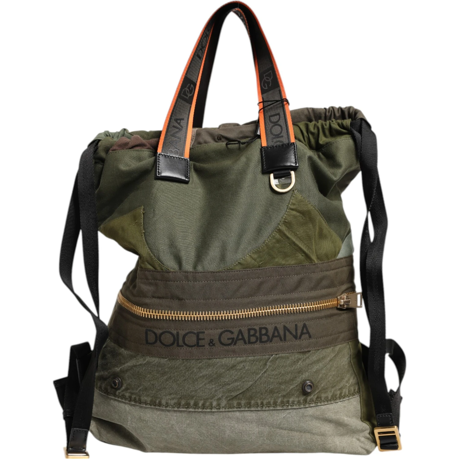 Military Green Patchwork Rucksack Backpack Bag