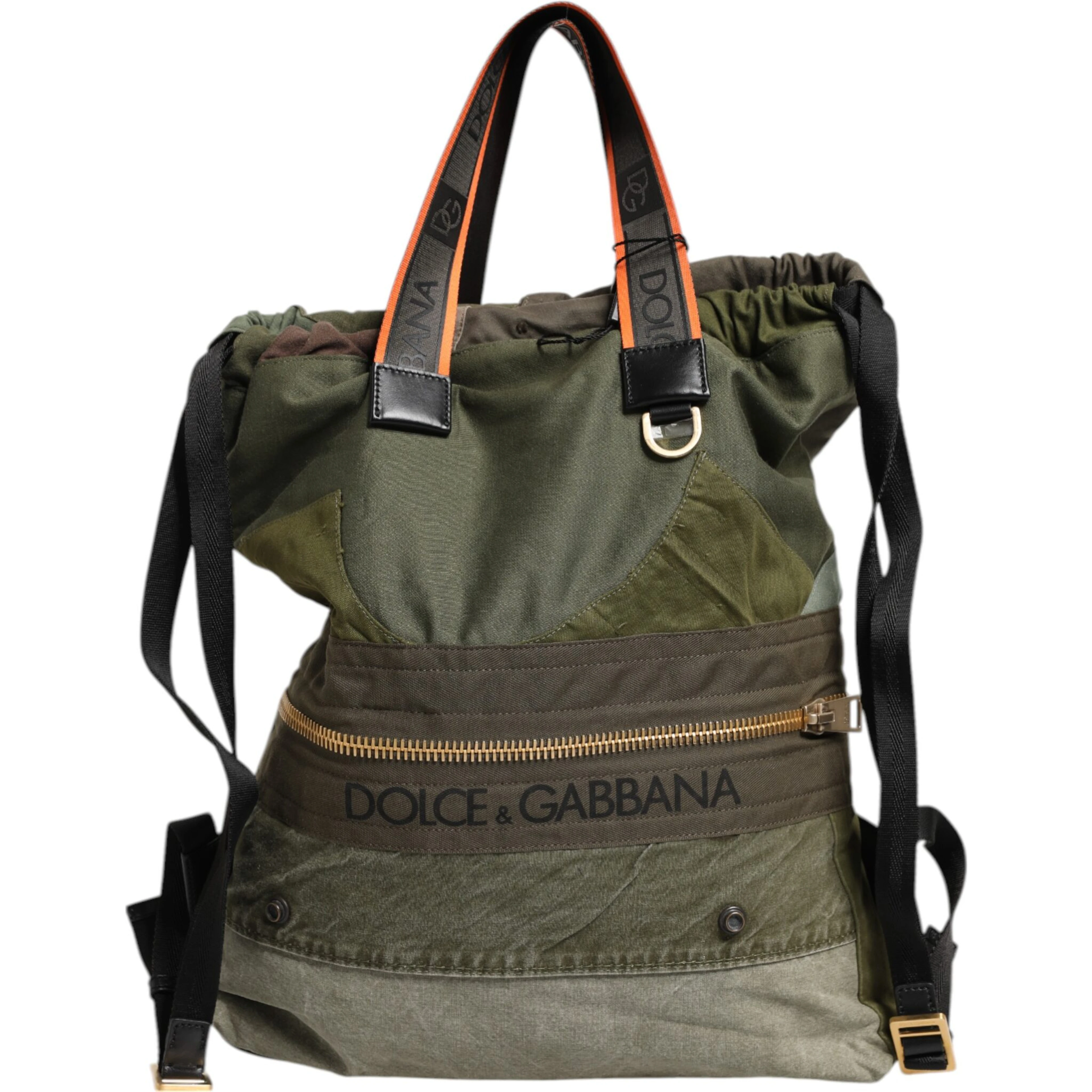 Military Green Patchwork Rucksack Backpack Bag
