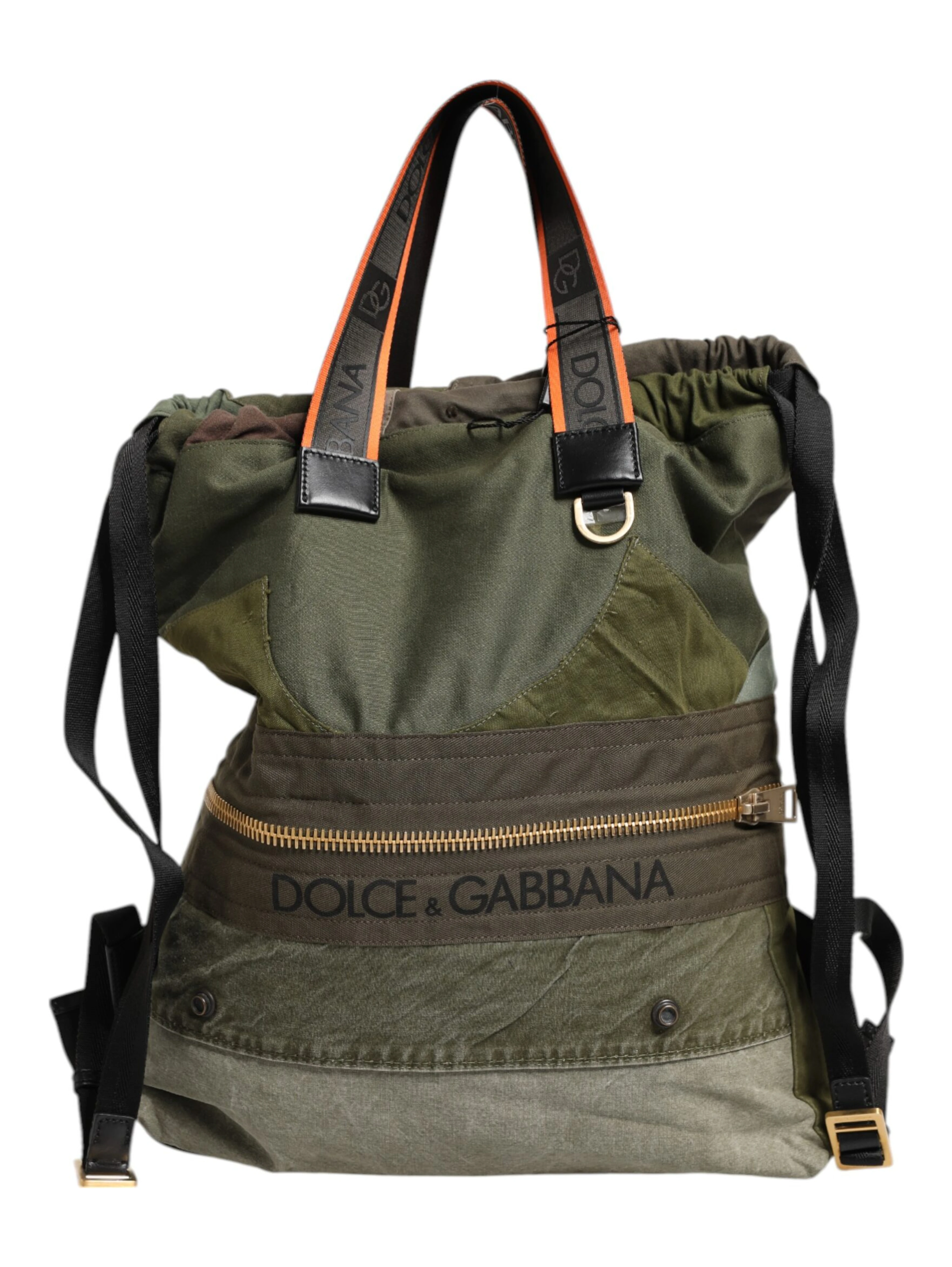 Military Green Patchwork Rucksack Backpack Bag
