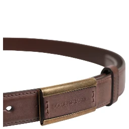 Brown Calf Leather Antique Buckle Belt