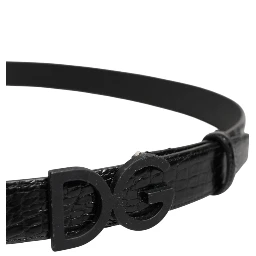 Black Leather Classic Metal DG Buckle Belt