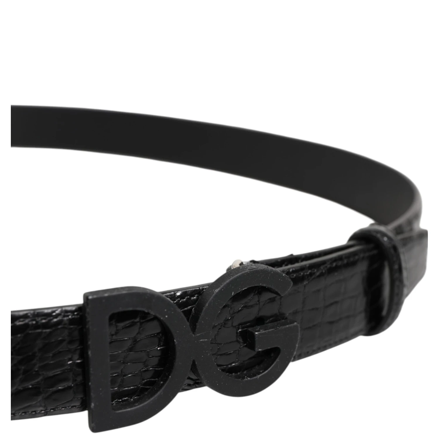 Black Leather Classic Metal DG Buckle Belt