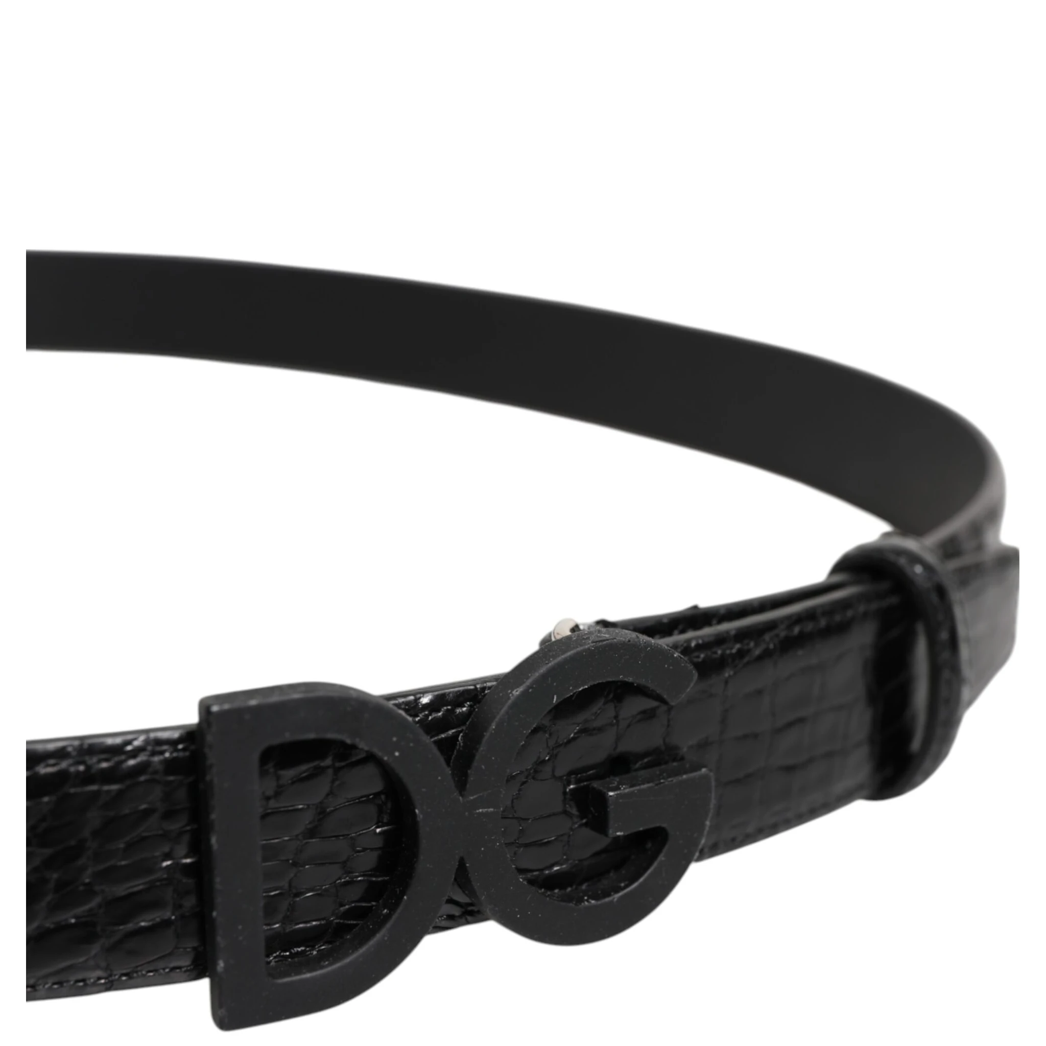 Black Leather Classic Metal DG Buckle Belt