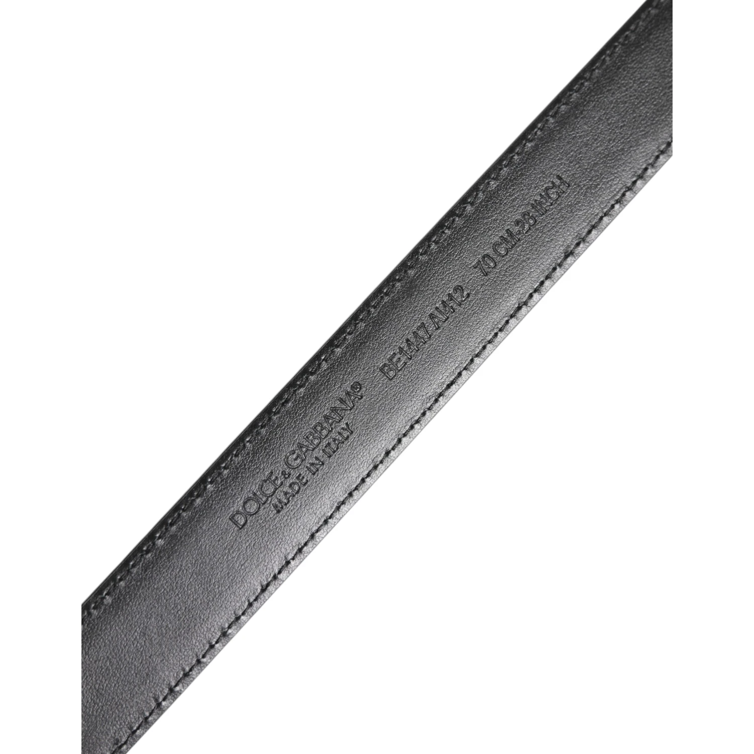 Black White Leather Silver Metal Buckle Belt