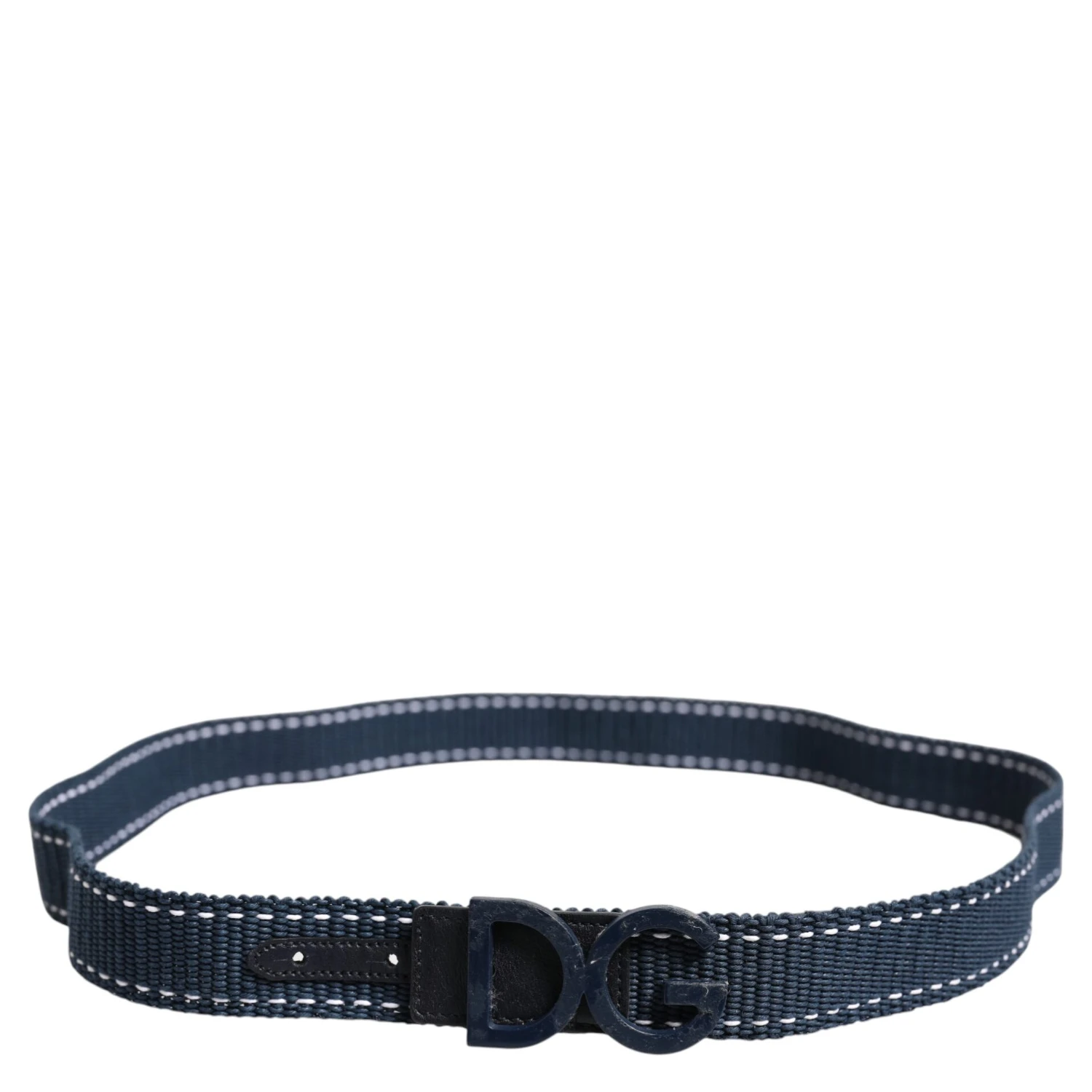 Blue White Cotton DG Logo Metal Buckle Belt