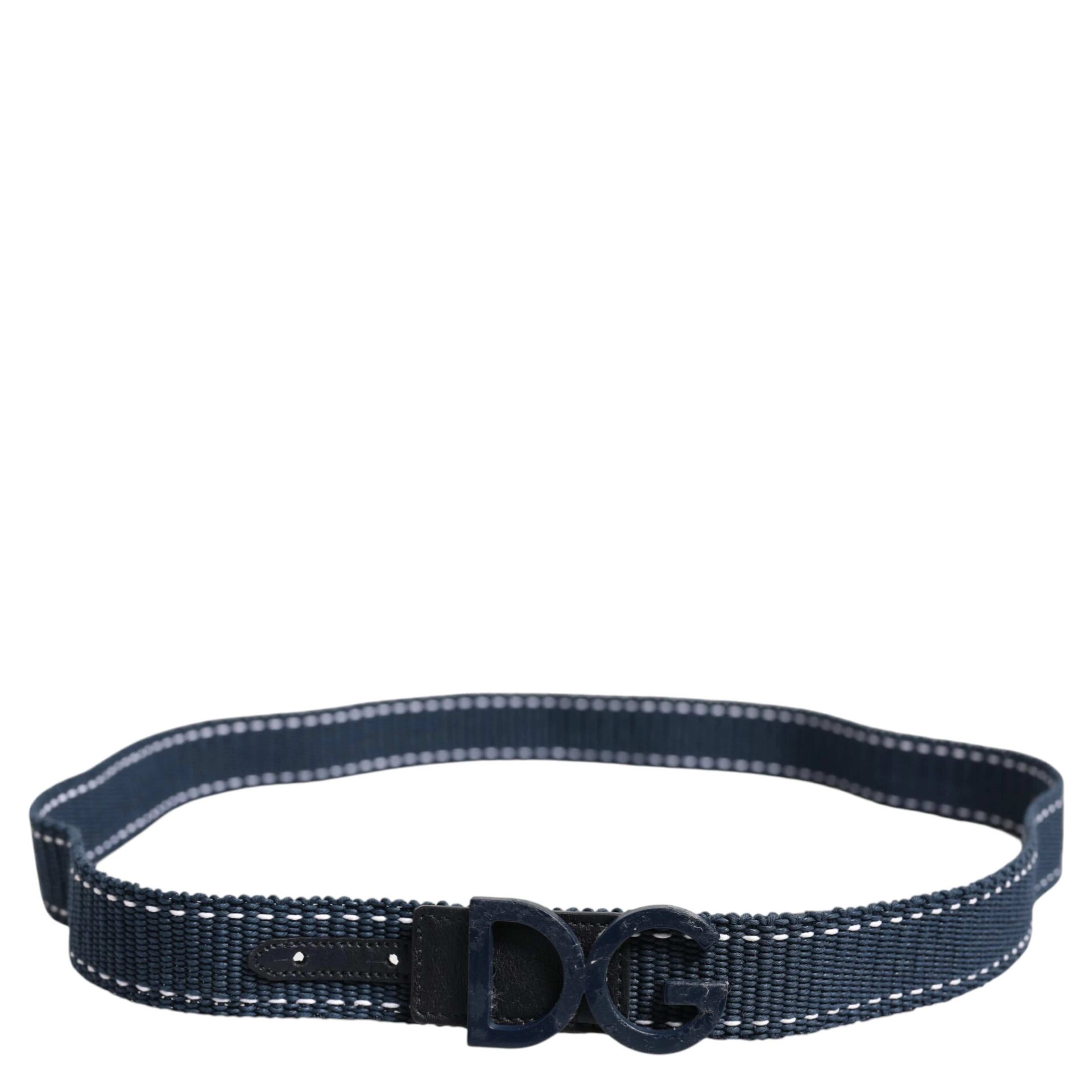 Blue White Cotton DG Logo Metal Buckle Belt