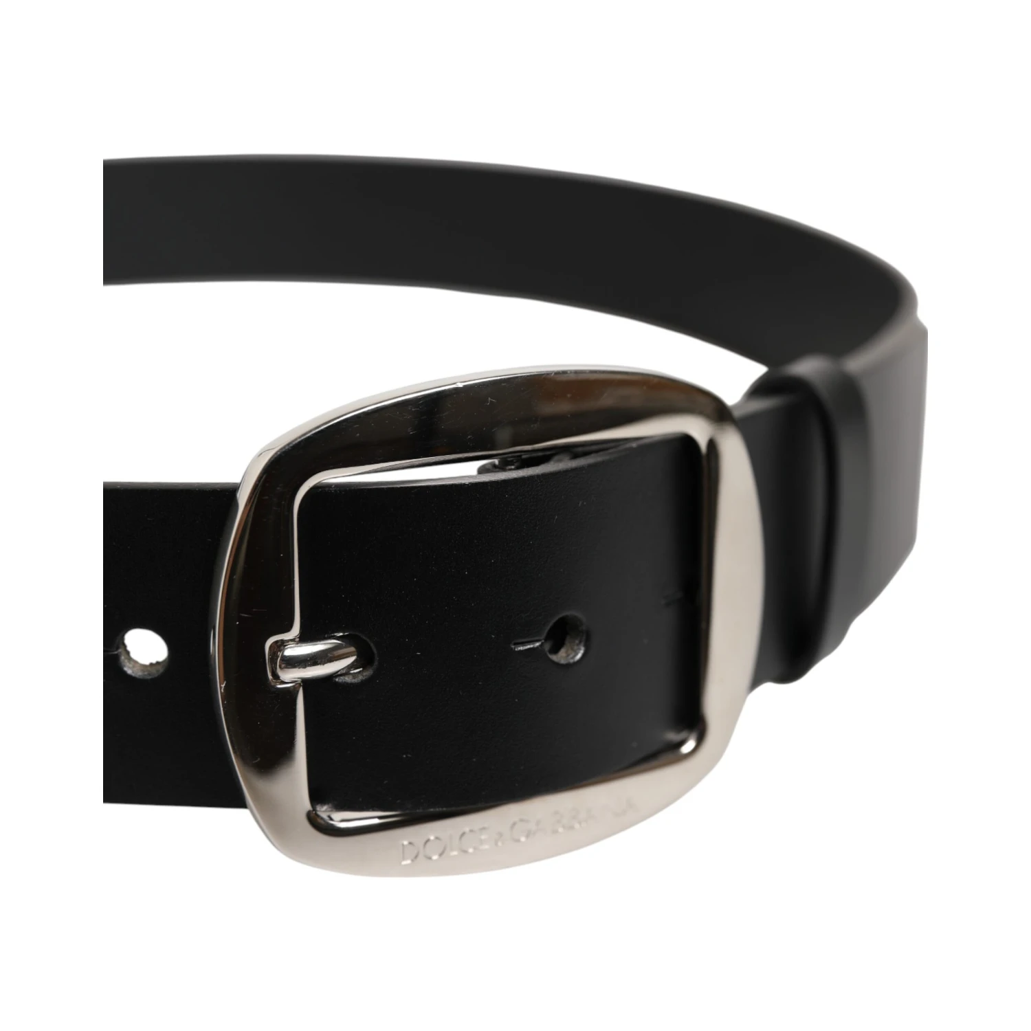 Black Leather Classic Metal Buckle Belt